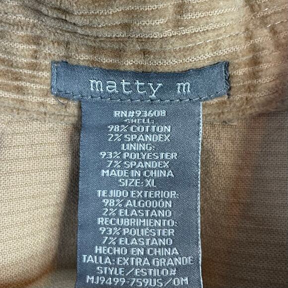 Matty M Cotton Blend Corduroy Shirt Jacket Shacket Brown Tan Gorpcore womens XL - Picture 12 of 13